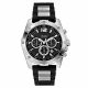RELOJ GUESS CON CORREA NEGRA DE SILI, CAJA DE ACERO INOXIDABLE, CABALLERO