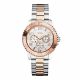RELOJ GUESS  CORREA PLATEADA ORO ROSA DE ACERO INOXIDABLE, CAJA DE ACERO INOXIDABLE, DAMA