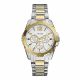 RELOJ GUESS  CORREA PLATEADA DORADA DE ACERO INOXIDABLE, CAJA DE ACERO INOXIDABLE, DAMA