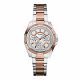 RELOJ GUESS  CORREA PLATEADA ORO ROSA DE ACERO INOXIDABLE, CAJA DE ACERO INOXIDABLE, DAMA