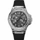RELOJ GUESS CON CORREA NEGRA DE SILI, CAJA DE ACERO INOXIDABLE, CABALLERO
