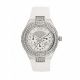 RELOJ GUESS CON CORREA BLANCA DE SILI, CAJA DE ACERO INOXIDABLE, DAMA