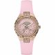 RELOJ GUESS CON CORREA ROSADA DE SILI, CAJA DE ACERO INOXIDABLE, DAMA