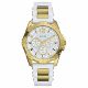RELOJ GUESS CON CORREA BLANCA DE SILI, CAJA DE ACERO INOXIDABLE, DAMA
