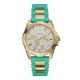 RELOJ GUESS CON CORREA VERDE DE SILI, CAJA DE ACERO INOXIDABLE, DAMA