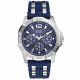 RELOJ GUESS CON CORREA AZUL DE SILI, CAJA DE ACERO INOXIDABLE, CABALLERO