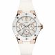 RELOJ GUESS CON CORREA BLANCA DE SILI, CAJA DE ACERO INOXIDABLE, DAMA
