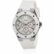 RELOJ GUESS CON CORREA BLANCA DE SILI, CAJA DE ACERO INOXIDABLE, DAMA