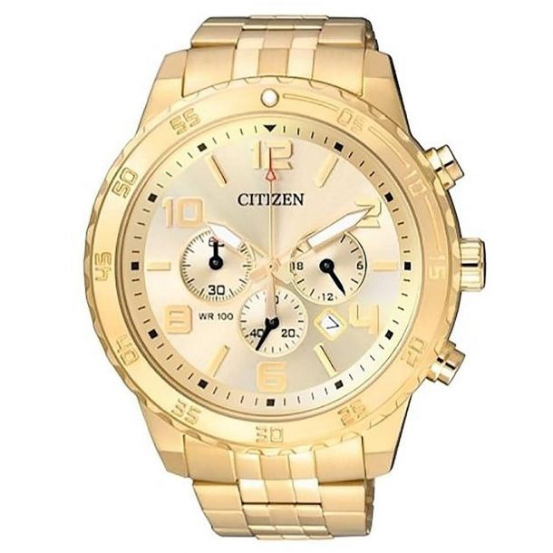 Reloj Hombre Citizen Dorado An8132 Crono Acero Wr 100 Promo
